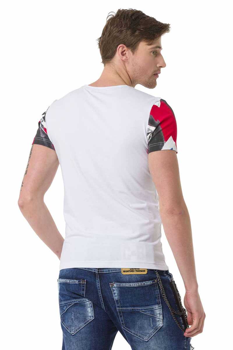 CT683 T-shirt Maschile con Grande Stampa Anteriore