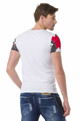 CT683 T-shirt Maschile con Grande Stampa Anteriore