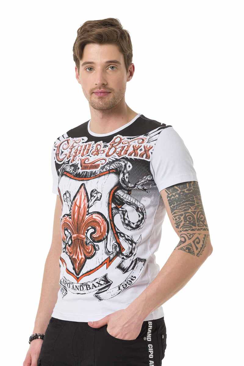 Camiseta de hombre CT691 con estampados de escudo de armas fresco
