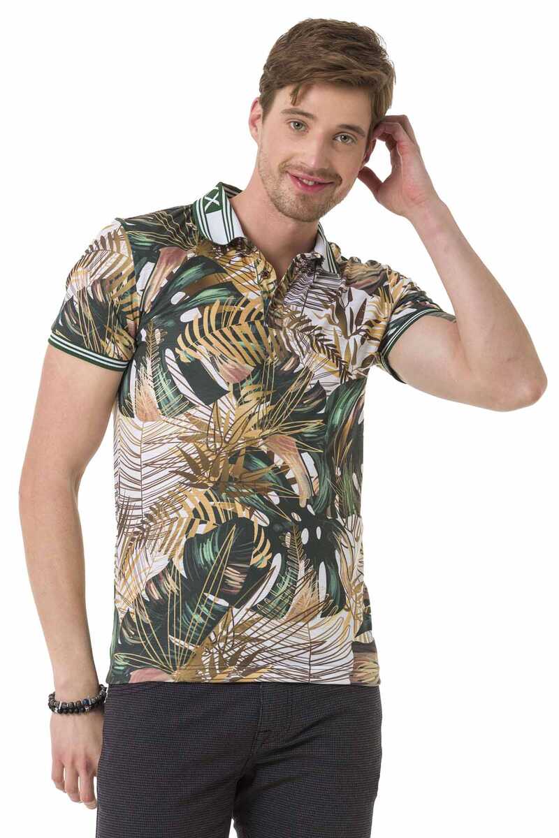 CT698 Herren Poloshirt mit floralem Alloverprint