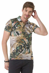 CT698 Herren Poloshirt mit floralem Alloverprint