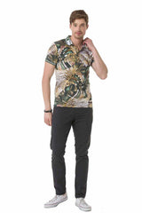 CT698 Herren Poloshirt mit floralem Alloverprint