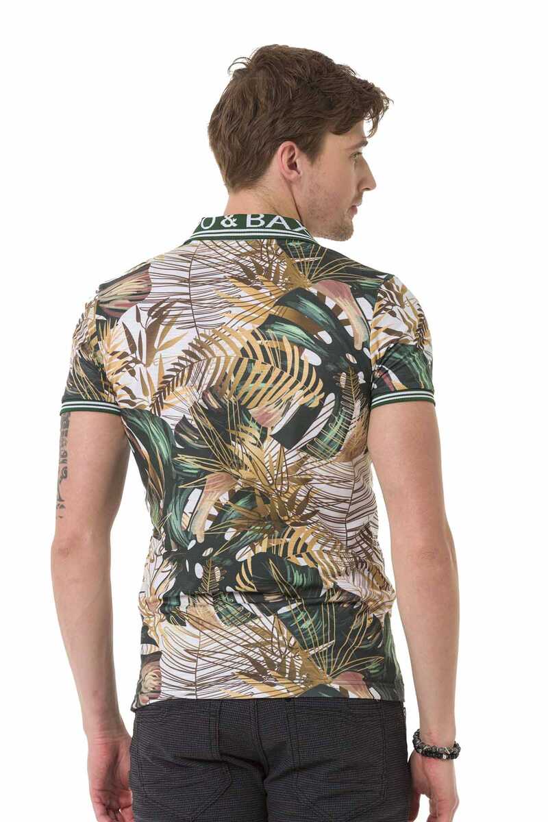 CT698 Herren Poloshirt mit floralem Alloverprint