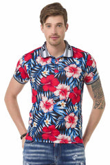 CT698 Herren Poloshirt mit floralem Alloverprint