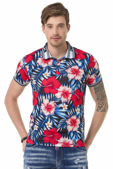 CT698 Herren Poloshirt mit floralem Alloverprint