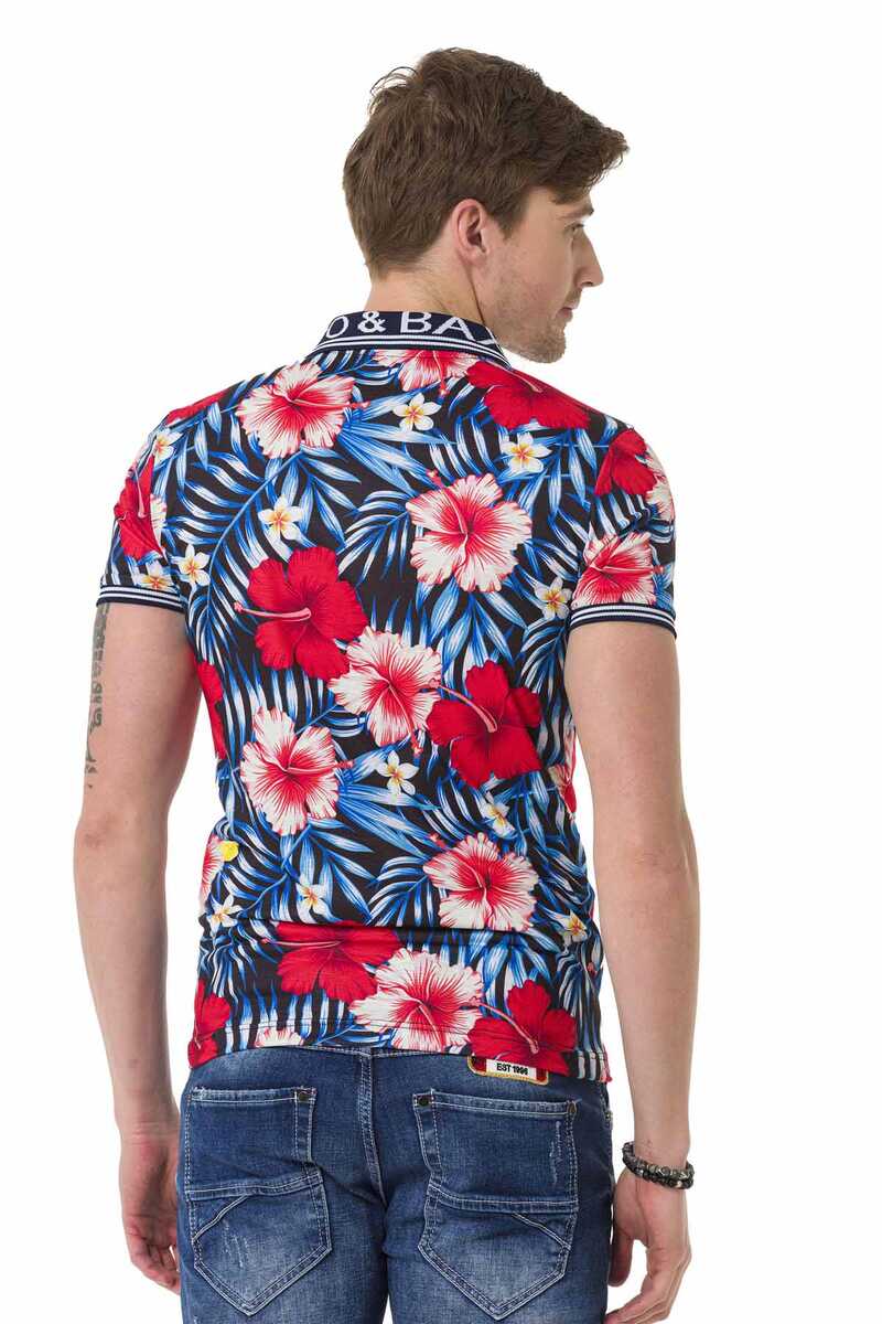 CT698 Herren Poloshirt mit floralem Alloverprint