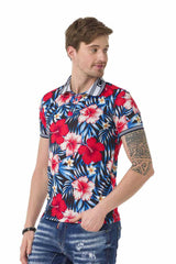CT698 Herren Poloshirt mit floralem Alloverprint