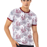 CT707 T-shirt homme avec impression de fleurs