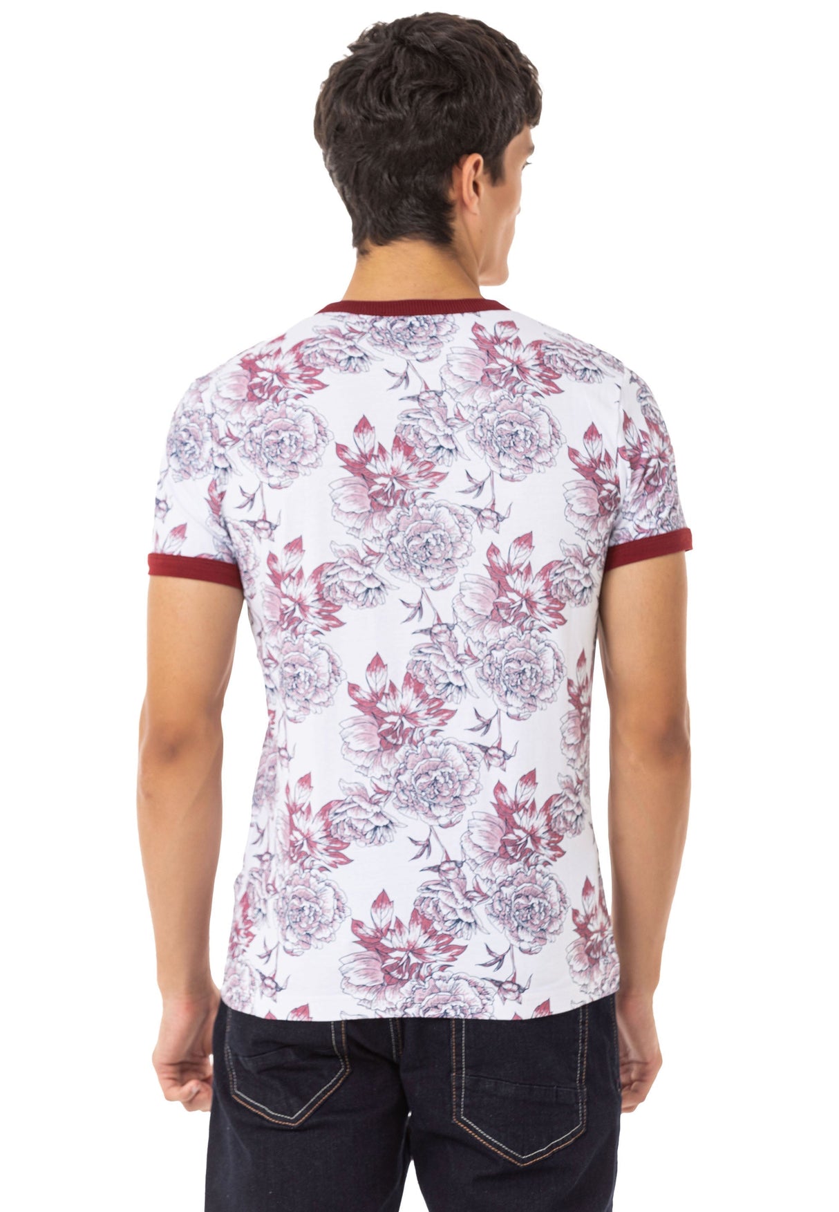 CT707 Camiseta para hombres  con presión floral