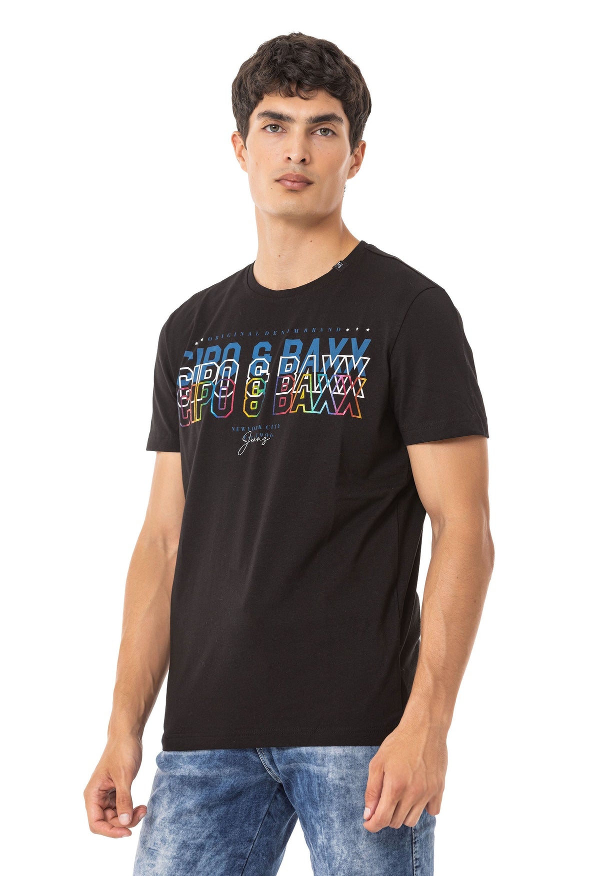 CT717 T-shirt homme avec impression chic sur la poitrine