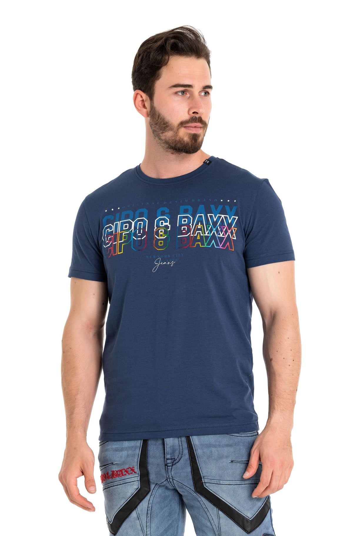 CT717 T-shirt homme avec impression chic sur la poitrine