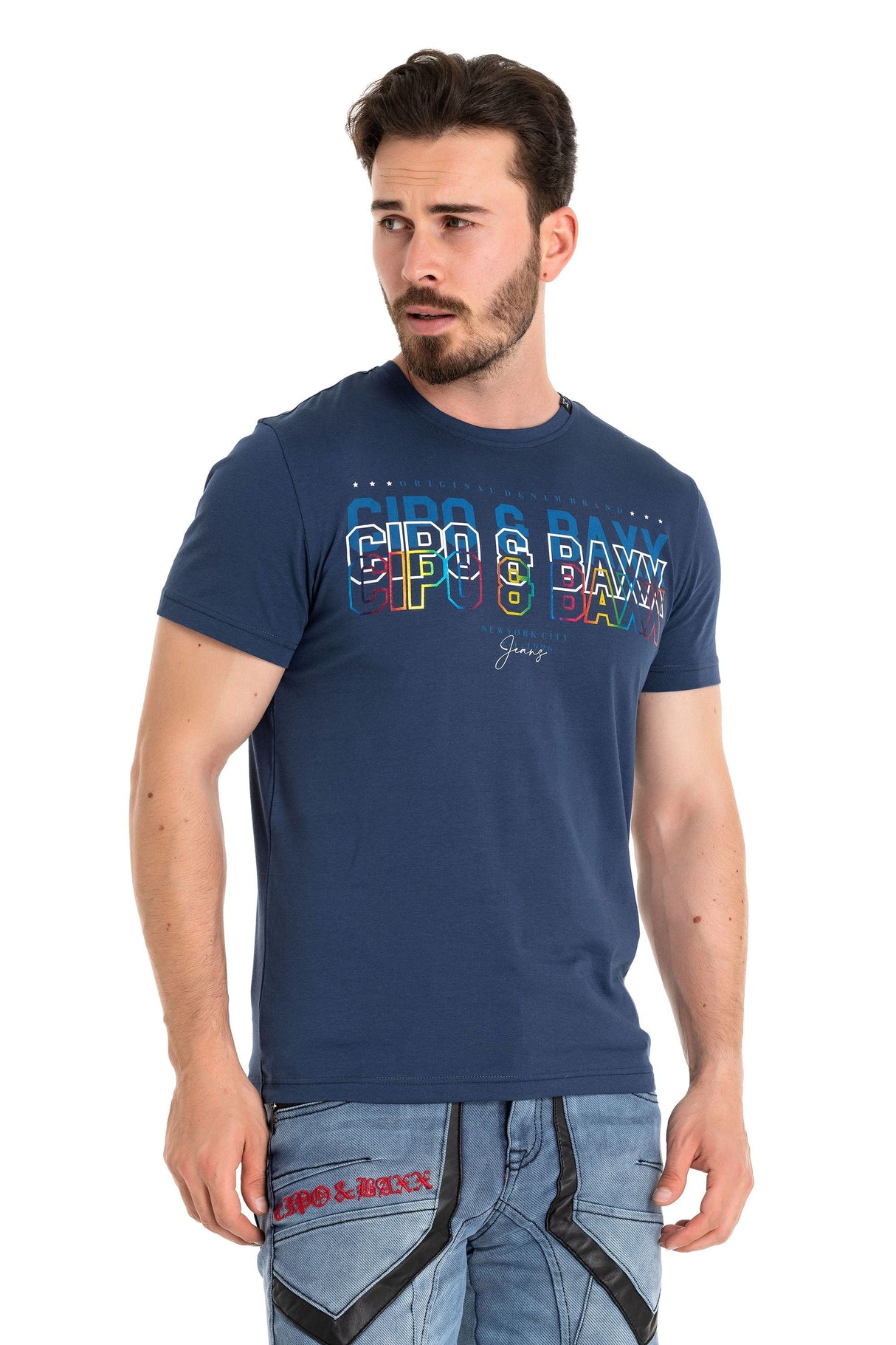 CT717 T-shirt homme avec impression chic sur la poitrine