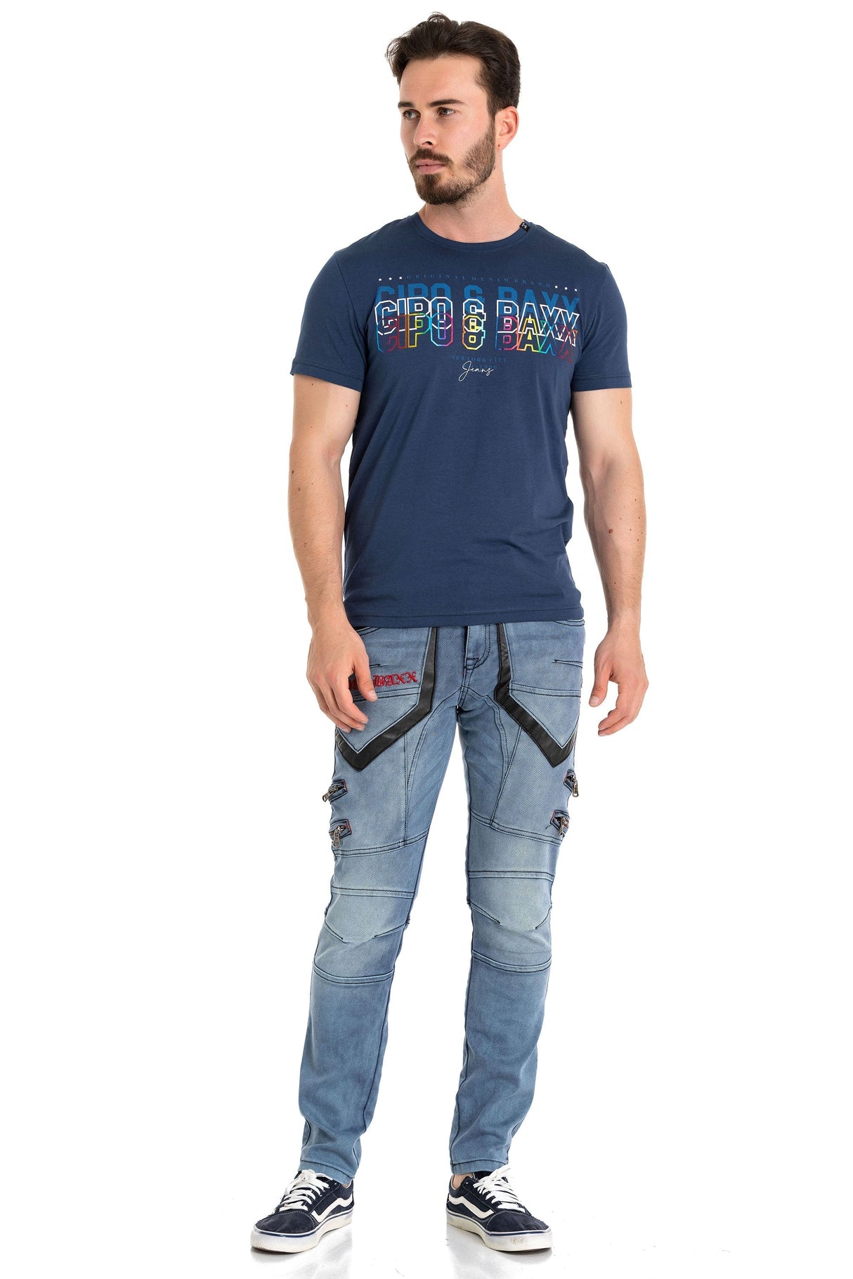 CT717 T-shirt homme avec impression chic sur la poitrine