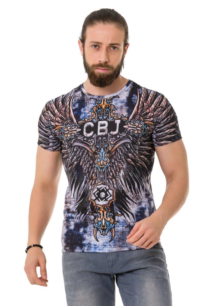 CT719  Camiseta para hombre con patrón de ala cruzada impresa por láser