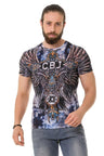 CT719  Camiseta para hombre con patrón de ala cruzada impresa por láser