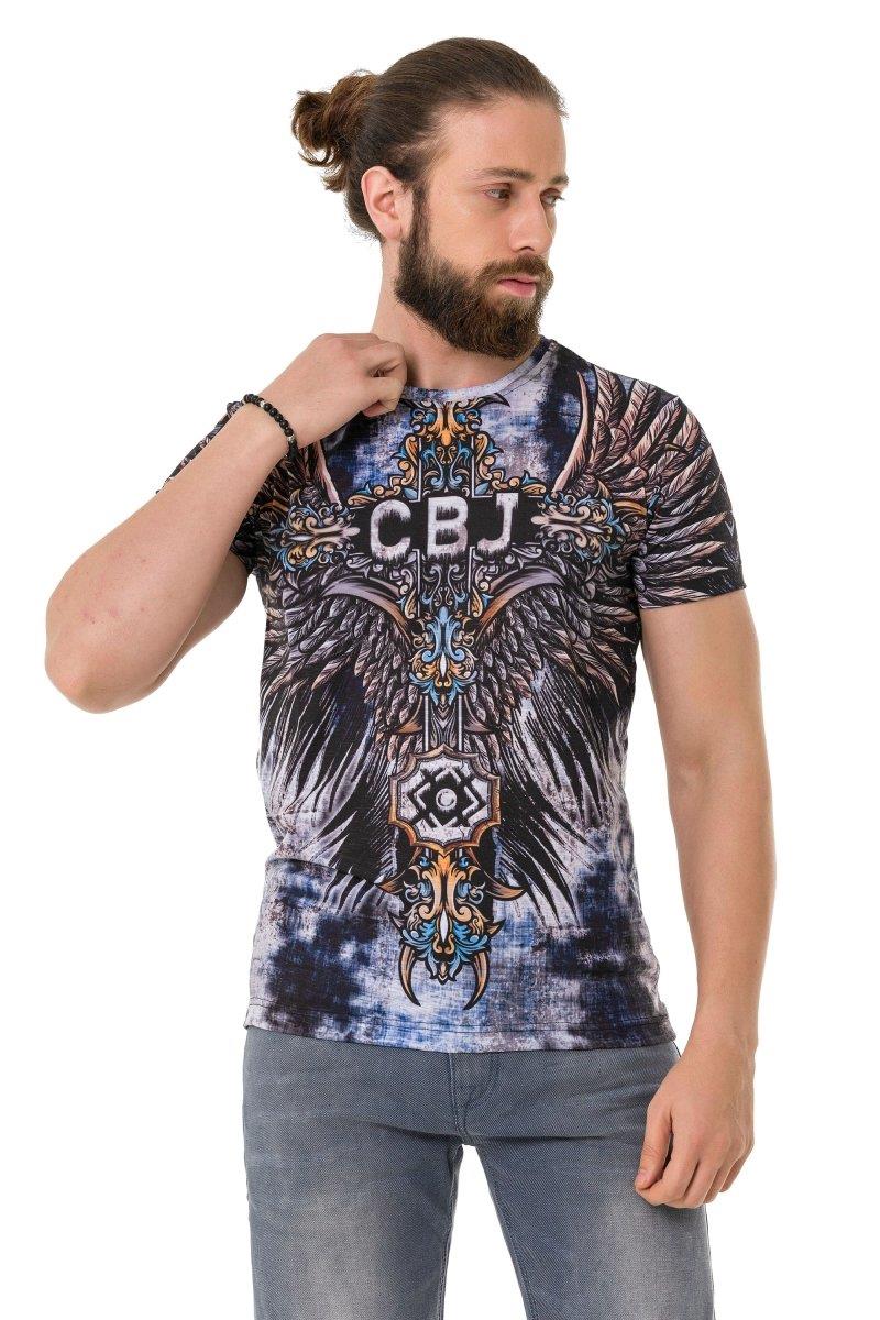 CT719  Camiseta para hombre con patrón de ala cruzada impresa por láser