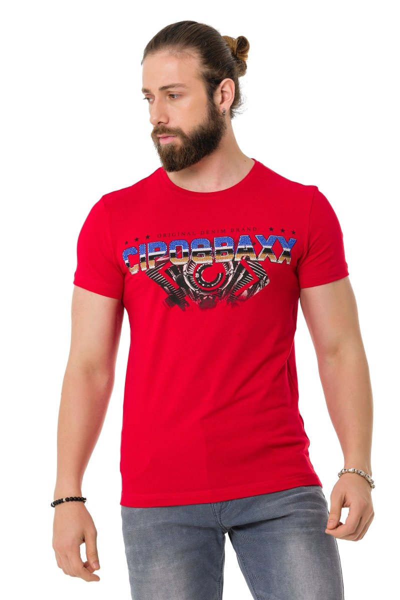 CT721 Camiseta para hombres  en una impresión de marca de aspecto extravagante
