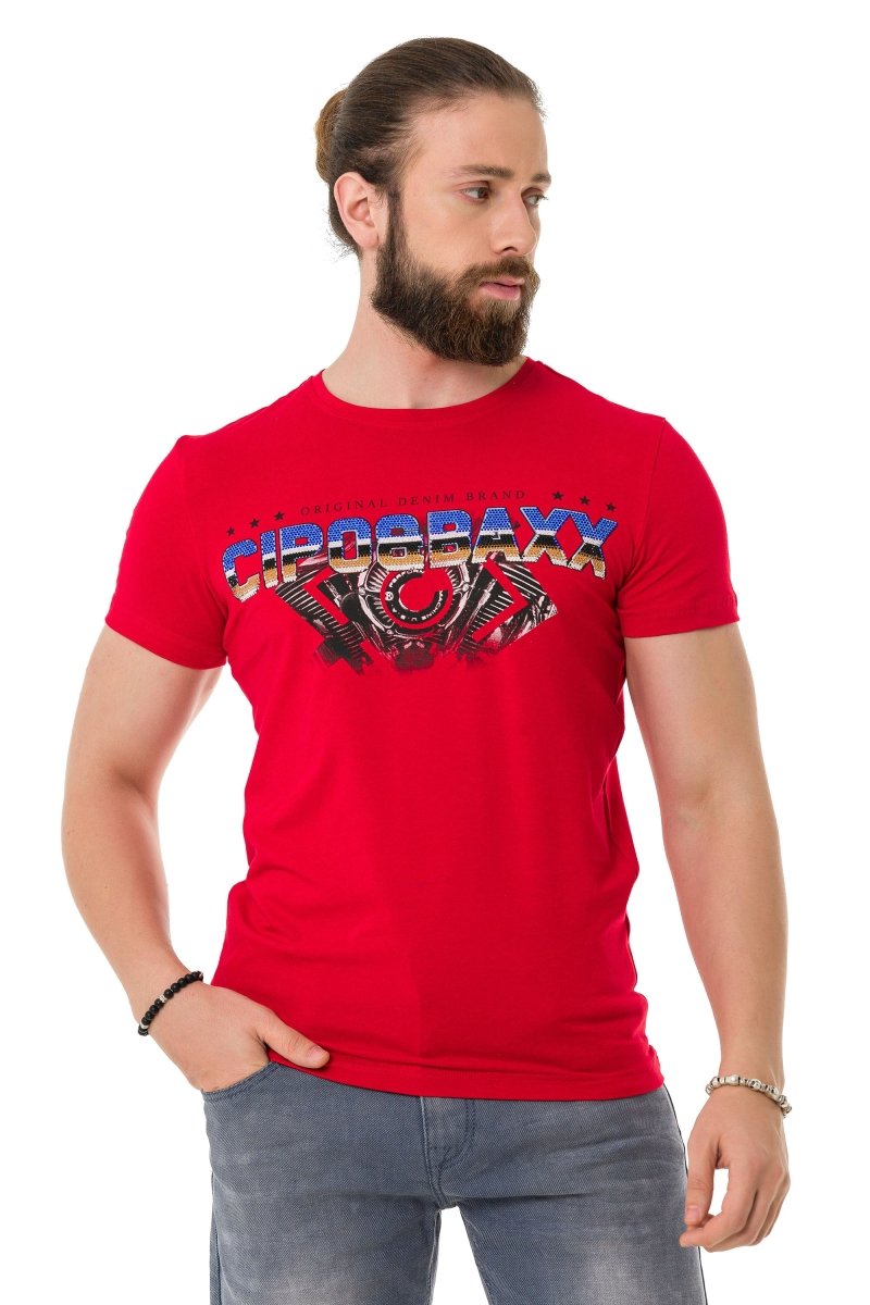 CT721 Camiseta para hombres  en una impresión de marca de aspecto extravagante