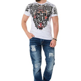 CT728 t-shirt męski z nadrukiem i kamieniami