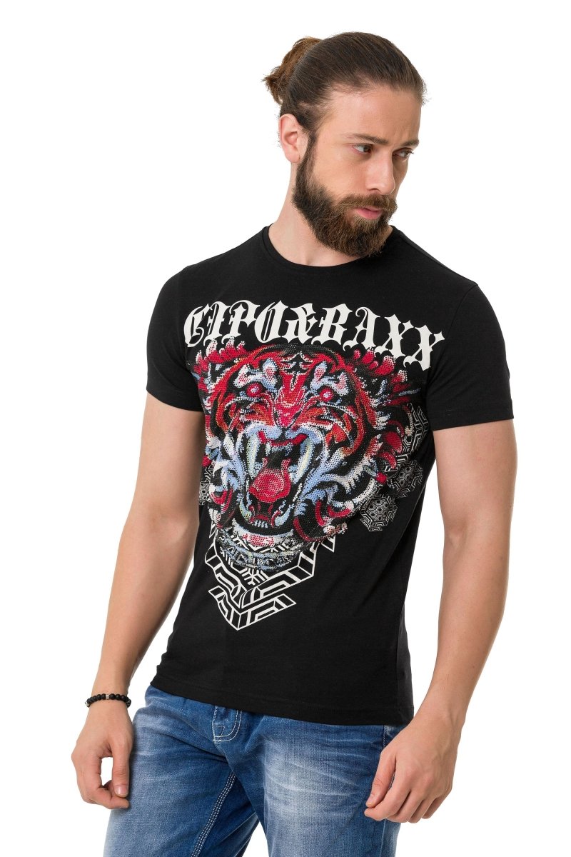 CT729 men's t-shirt with stylish lion graphic print