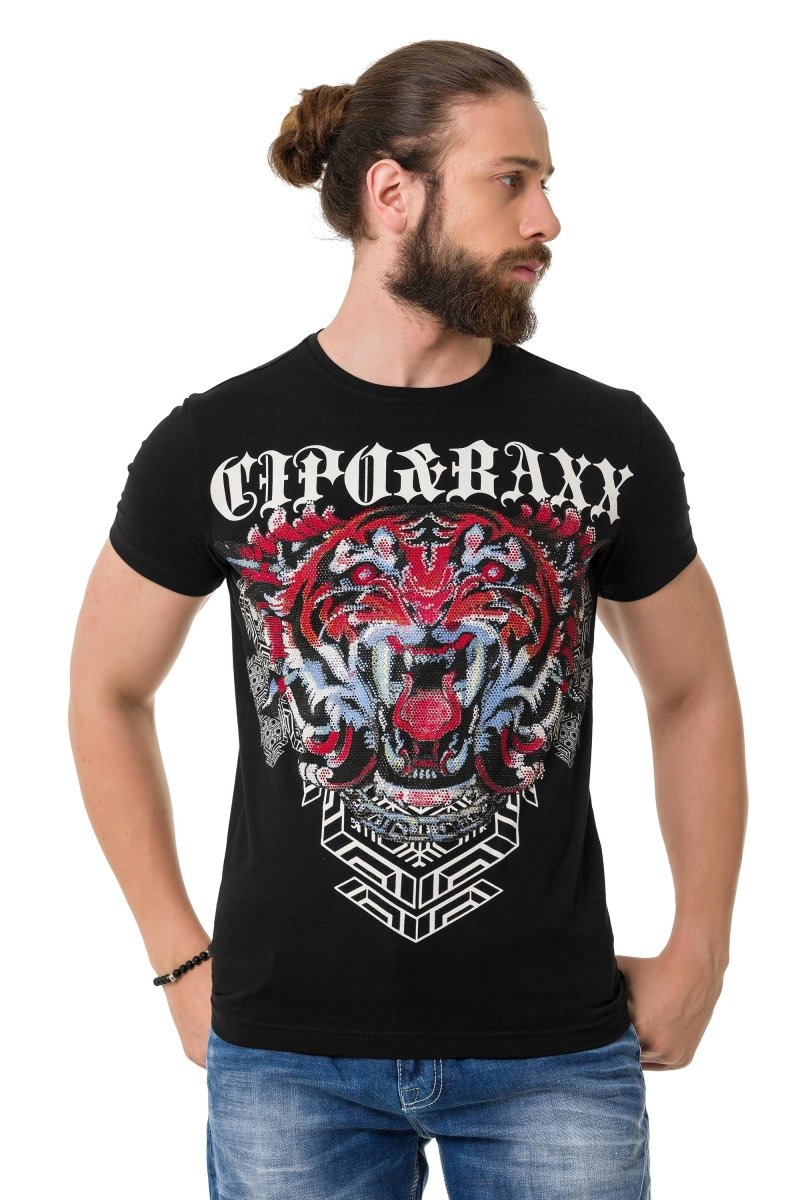 CT729 men's t-shirt with stylish lion graphic print