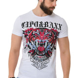CT729 T-shirt avec pression graphique lion élégante