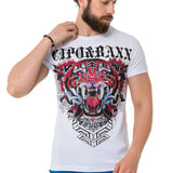 CT729 T-shirt avec pression graphique lion élégante