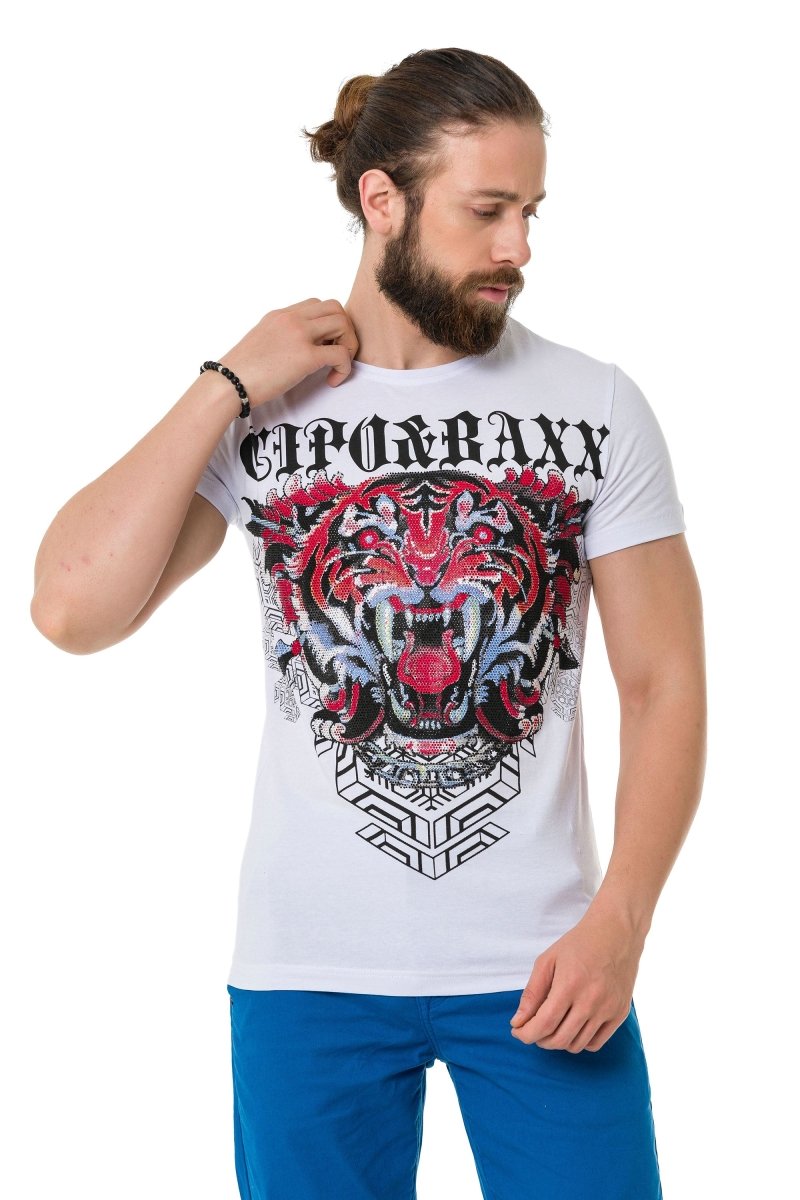 CT729 men's t-shirt with stylish lion graphic print
