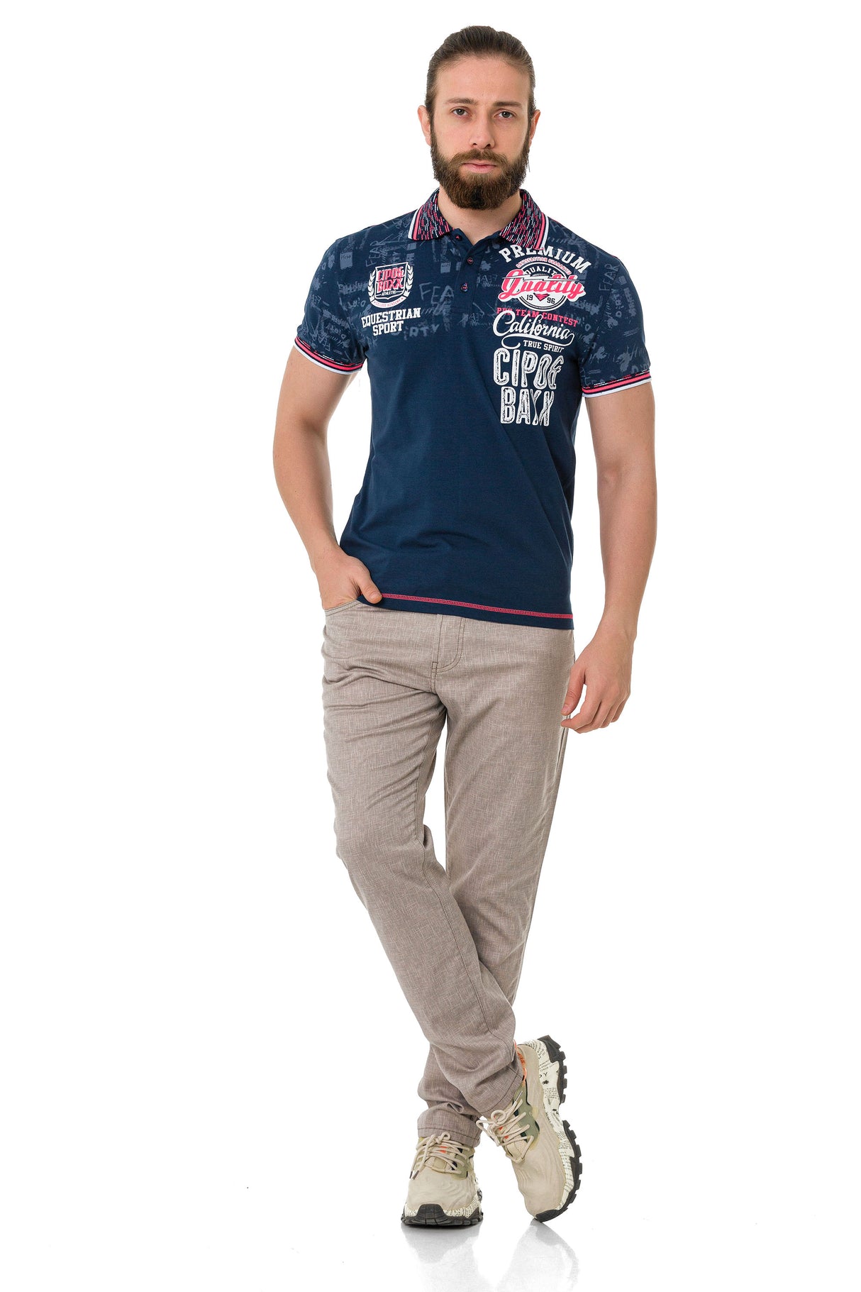CT738 Men's polo shirt with trendy print