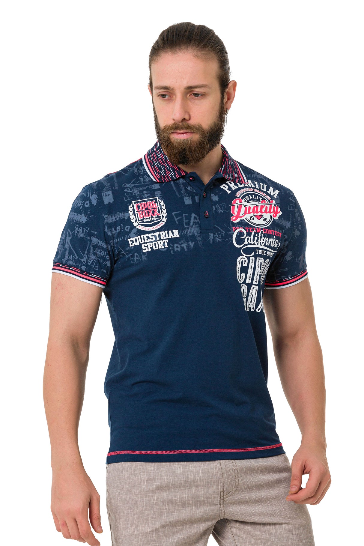CT738 Men's polo shirt with trendy print