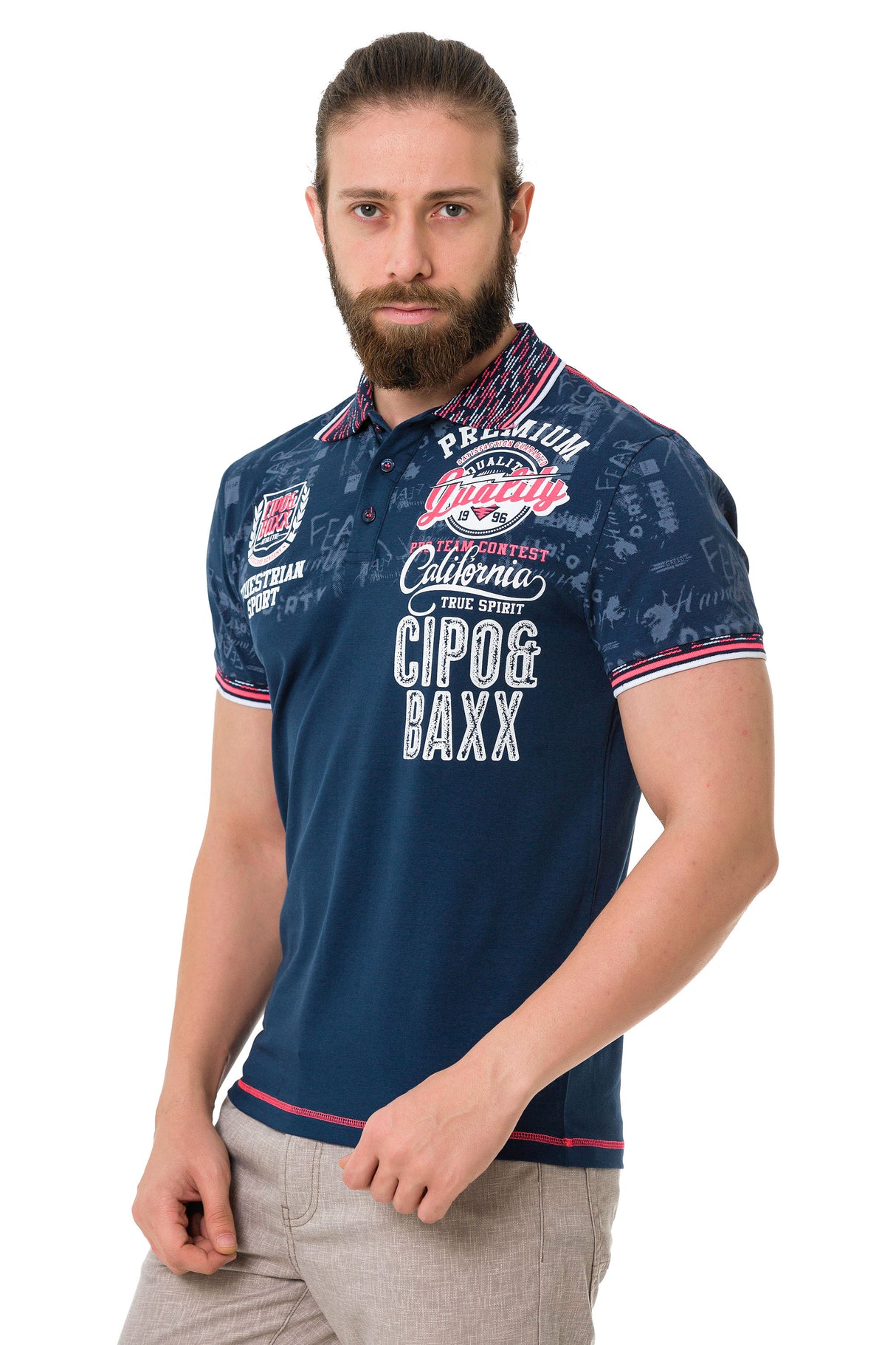 CT738 Men's polo shirt with trendy print