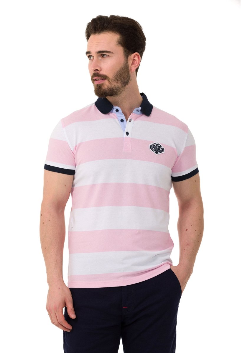 CT741 Herren Poloshirt mit mehrfarbigem Streifen-Design