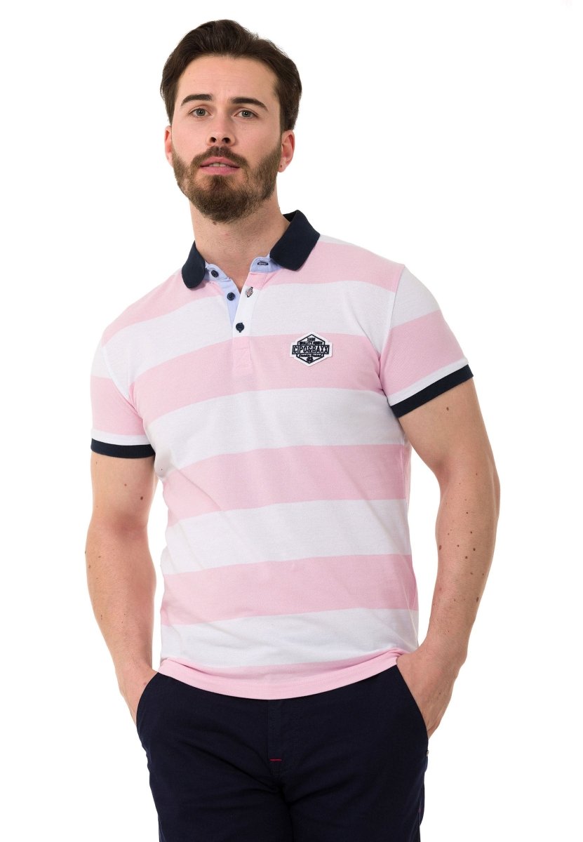 CT741 Herren Poloshirt mit mehrfarbigem Streifen-Design