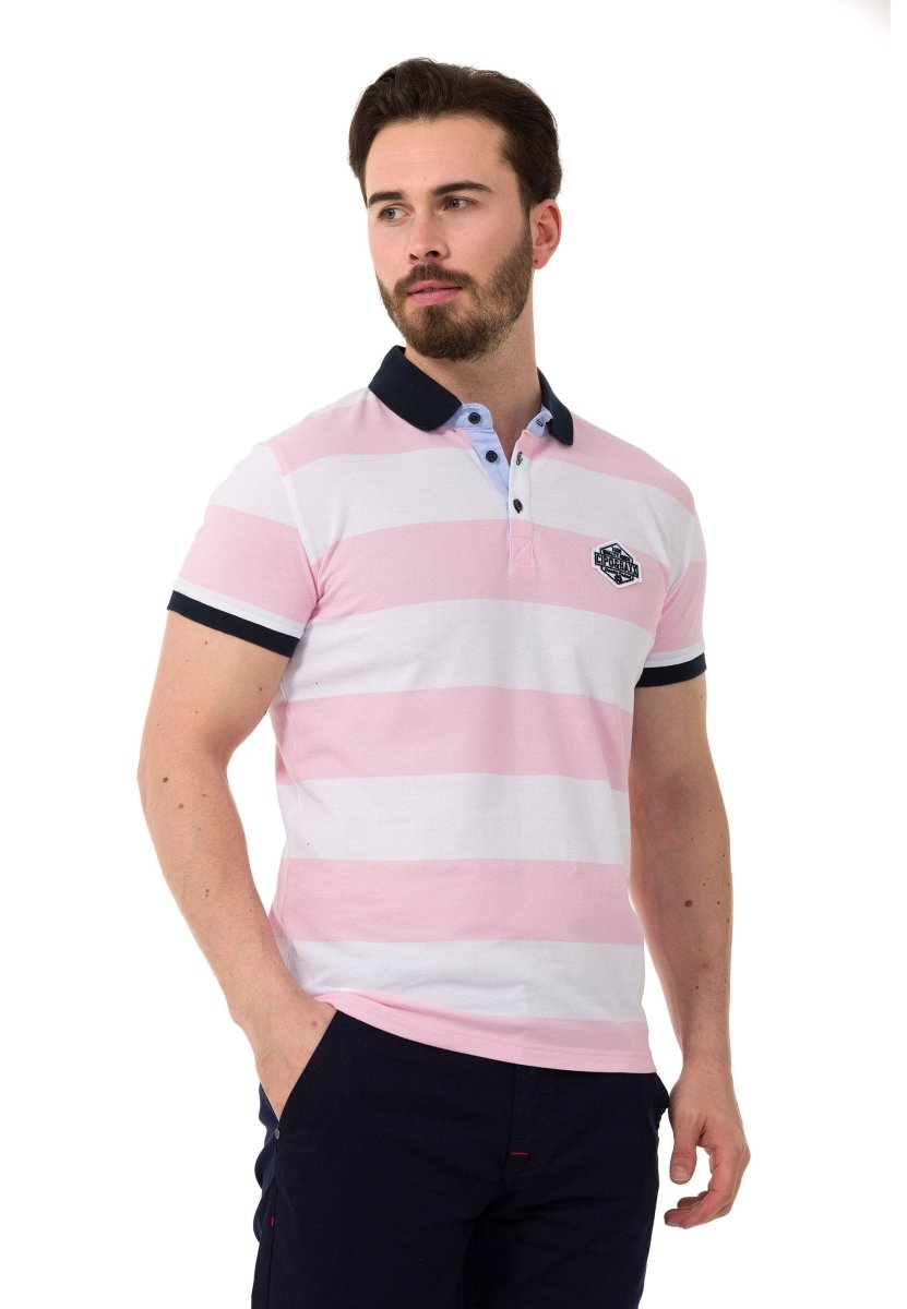 CT741 Herren Poloshirt mit mehrfarbigem Streifen-Design
