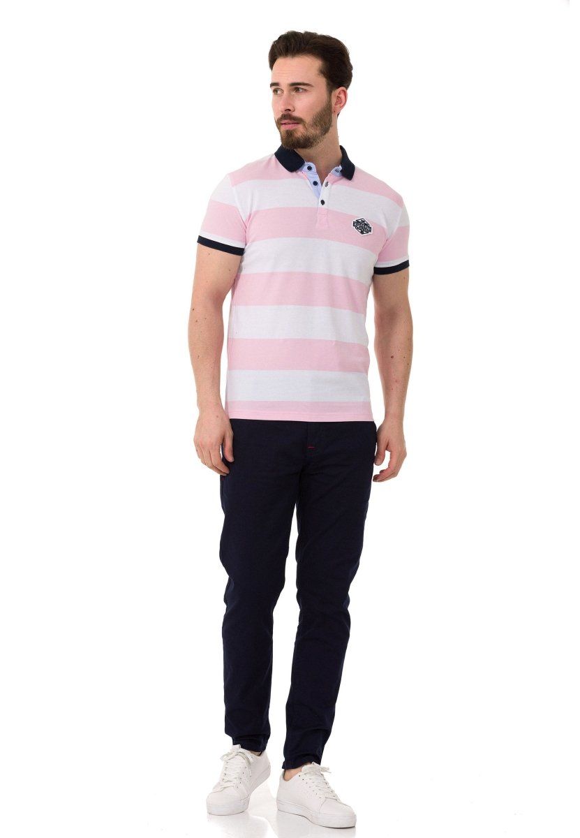 CT741 Herren Poloshirt mit mehrfarbigem Streifen-Design