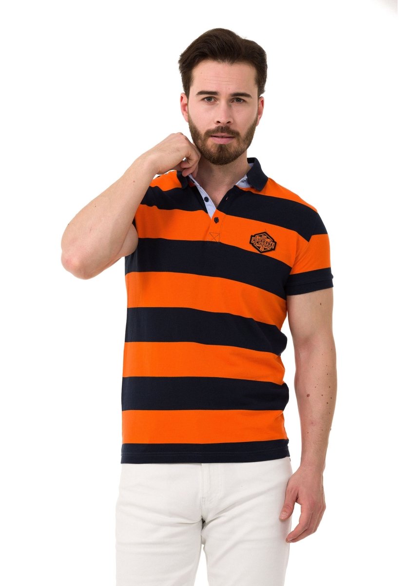 CT741 Herren Poloshirt mit mehrfarbigem Streifen-Design