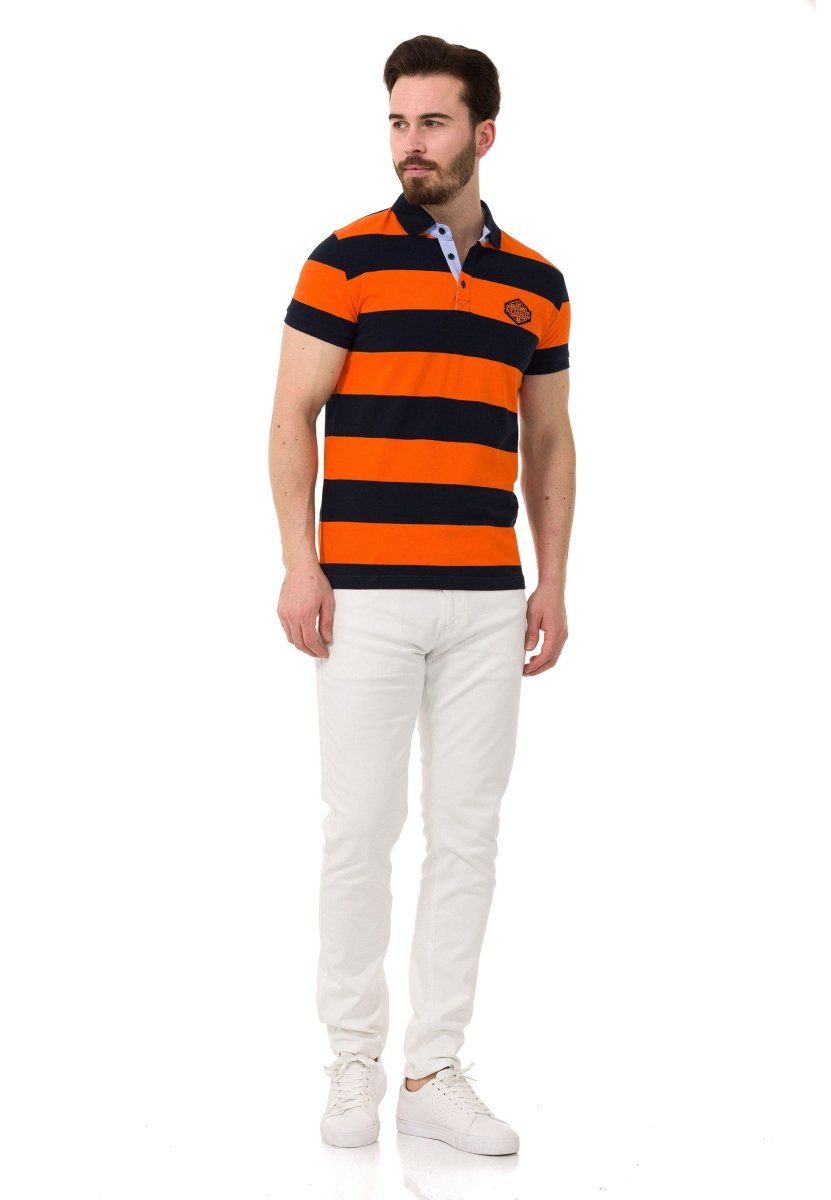 CT741 Herren Poloshirt mit mehrfarbigem Streifen-Design