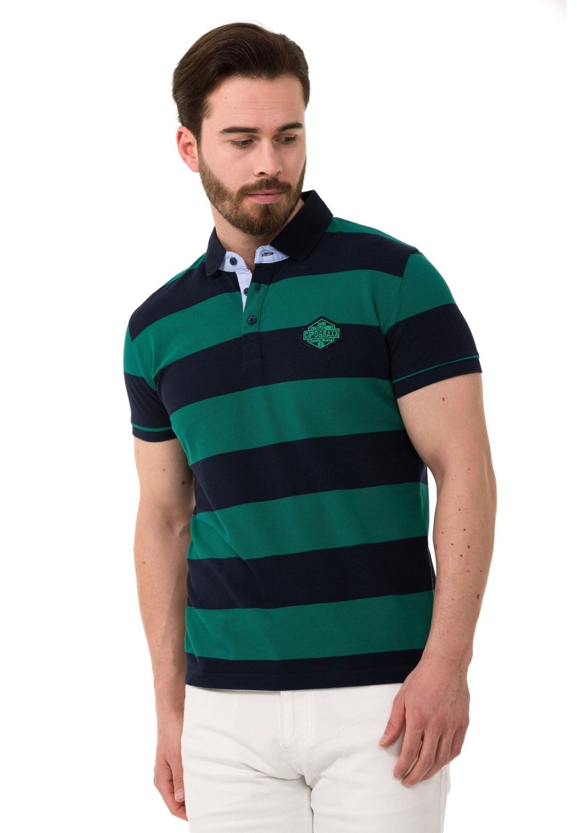 CT741 Herren Poloshirt mit mehrfarbigem Streifen-Design