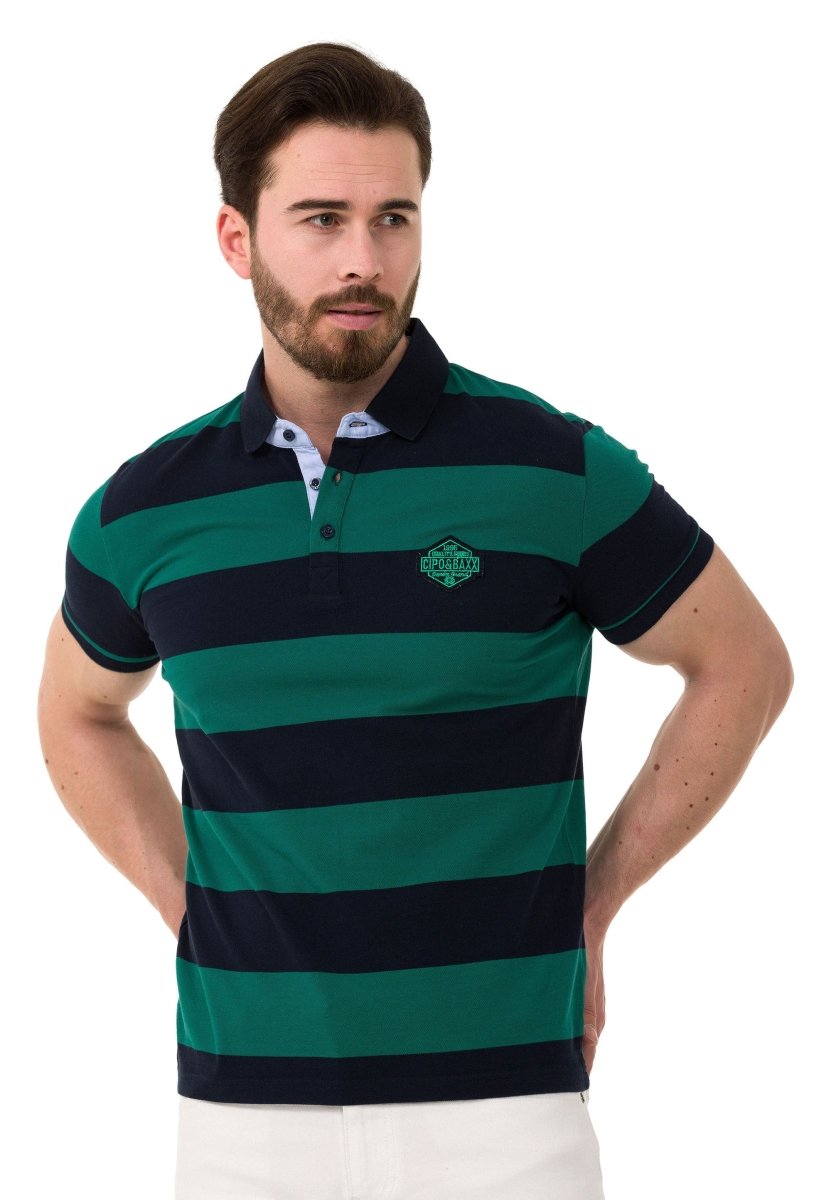 CT741 Herren Poloshirt mit mehrfarbigem Streifen-Design