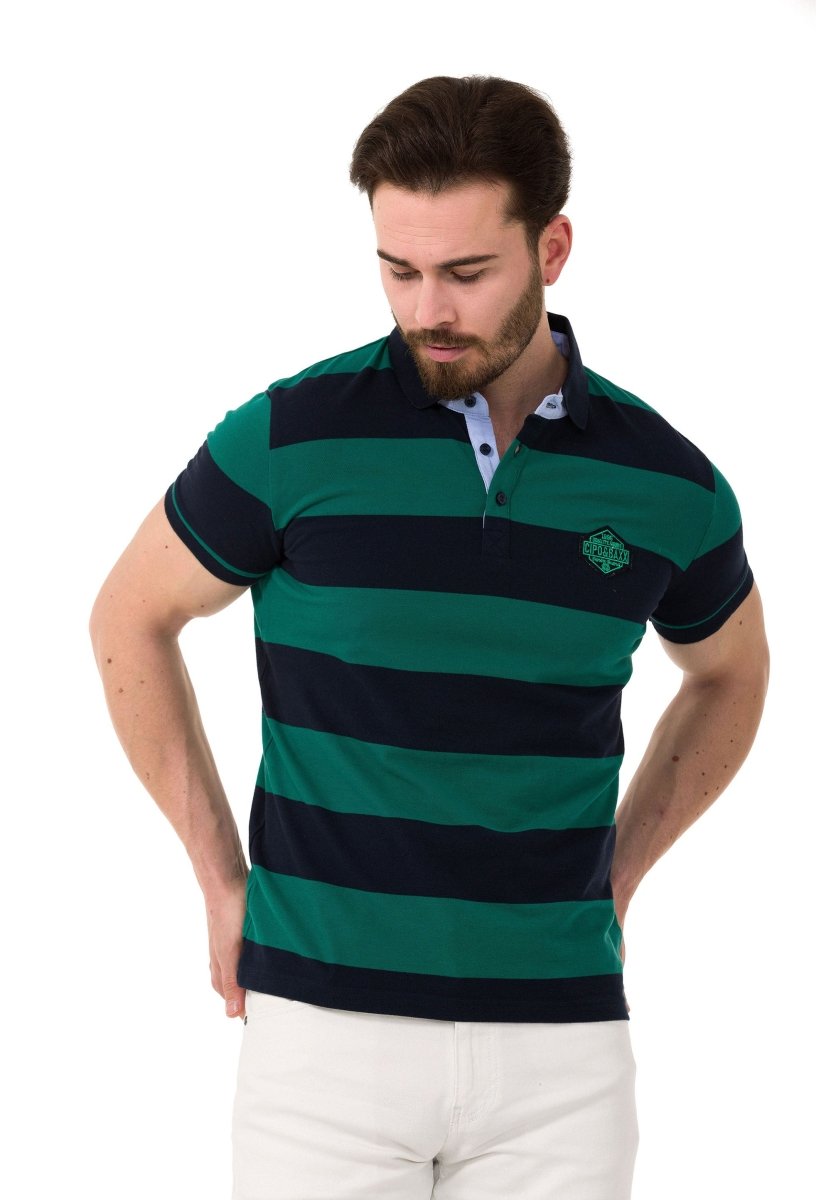 CT741 Herren Poloshirt mit mehrfarbigem Streifen-Design