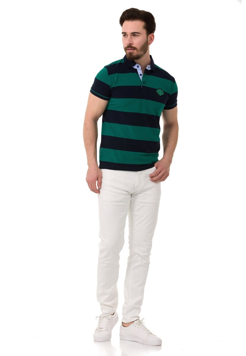 CT741 Herren Poloshirt mit mehrfarbigem Streifen-Design