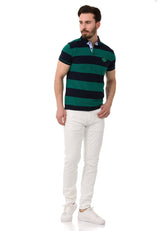 CT741 Herren Poloshirt mit mehrfarbigem Streifen-Design