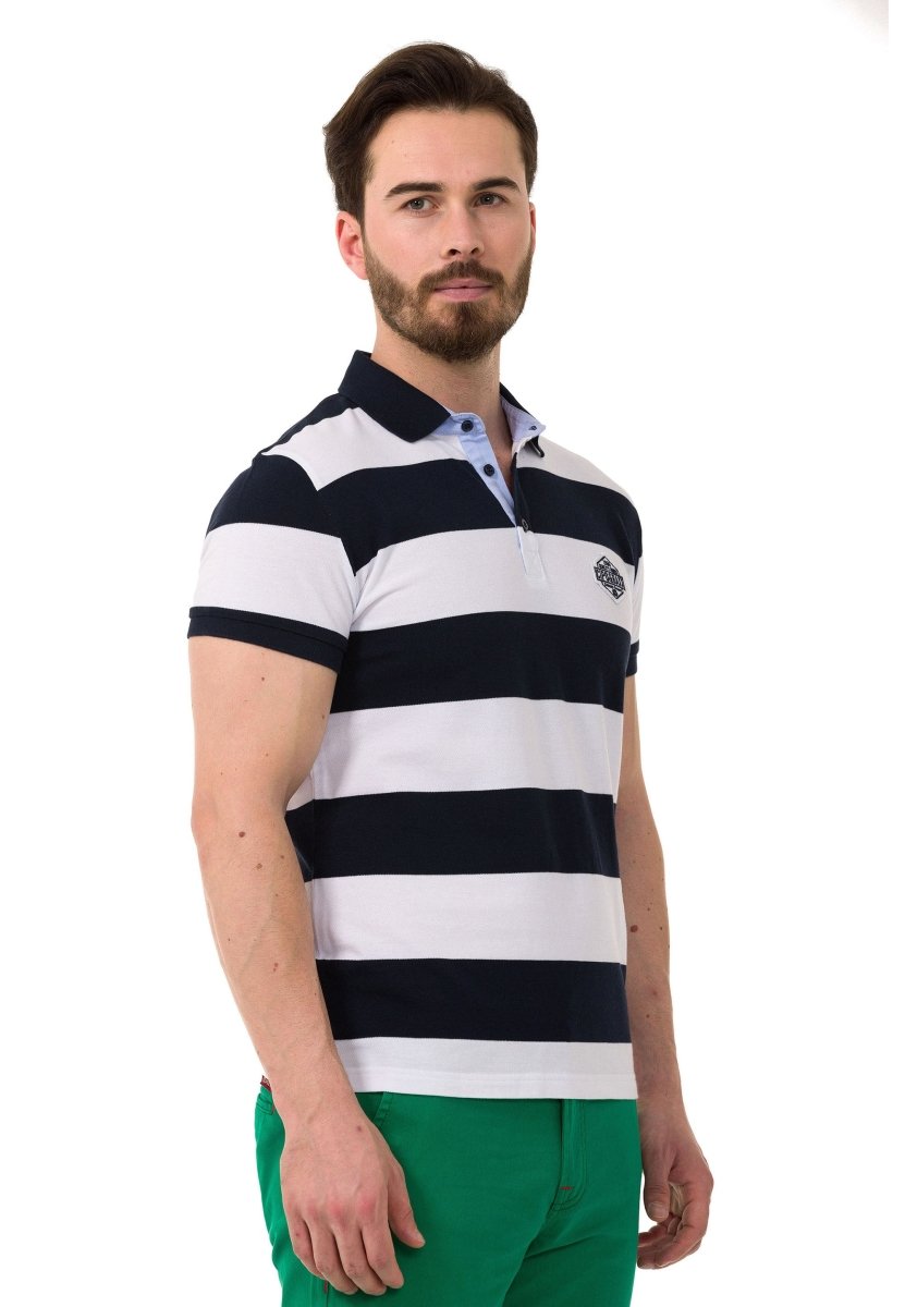 CT741 Herren Poloshirt mit mehrfarbigem Streifen-Design