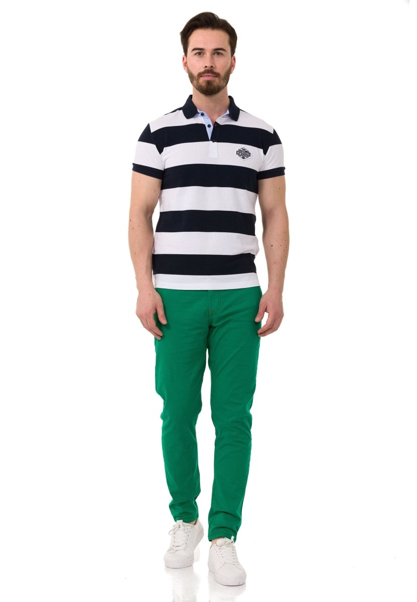 CT741 Herren Poloshirt mit mehrfarbigem Streifen-Design