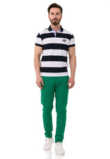 CT741 Herren Poloshirt mit mehrfarbigem Streifen-Design