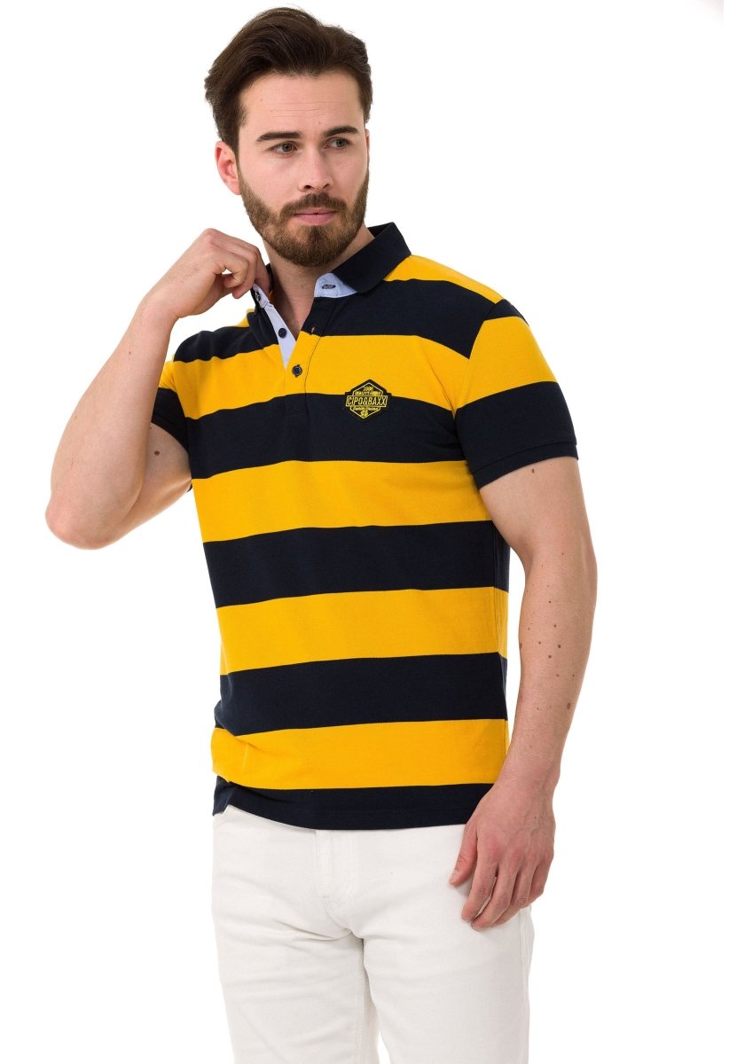CT741 Herren Poloshirt mit mehrfarbigem Streifen-Design