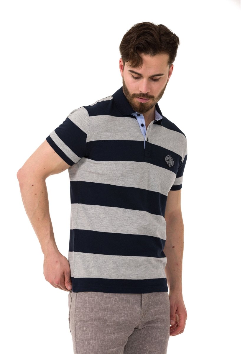 CT741 Herren Poloshirt mit mehrfarbigem Streifen-Design
