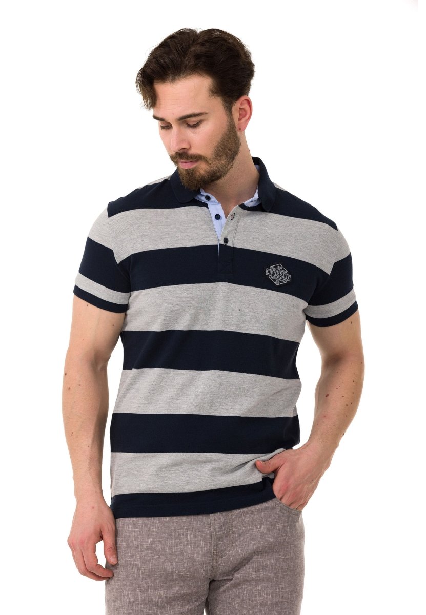 CT741 Herren Poloshirt mit mehrfarbigem Streifen-Design