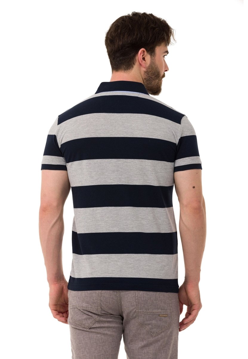 CT741 Herren Poloshirt mit mehrfarbigem Streifen-Design