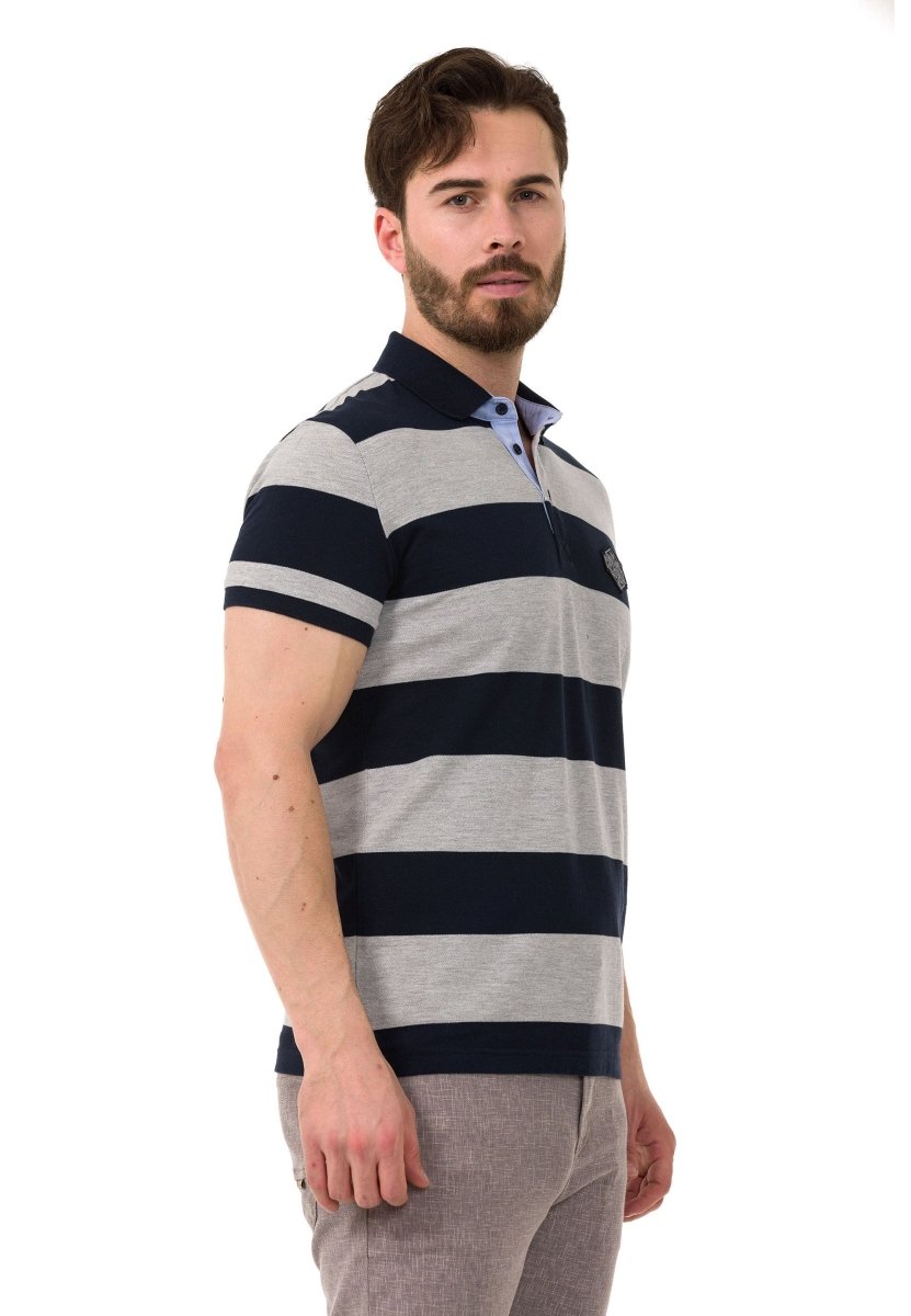 CT741 Herren Poloshirt mit mehrfarbigem Streifen-Design